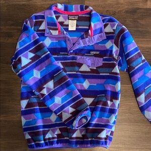 Patagonia Purple/Blue Geometric Fleece Pullover
